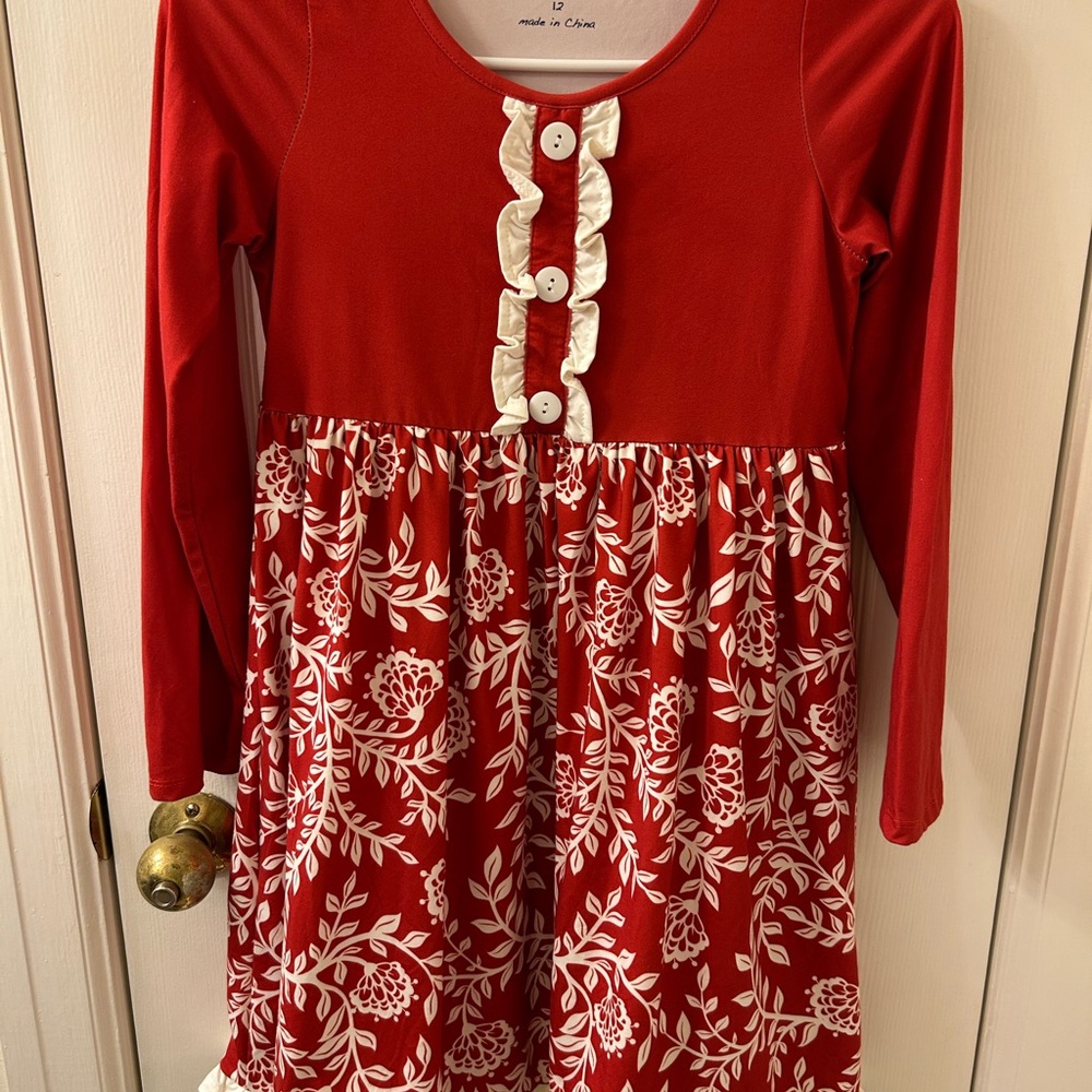 Millie Loves Lily Red and White Floral Kids Dress